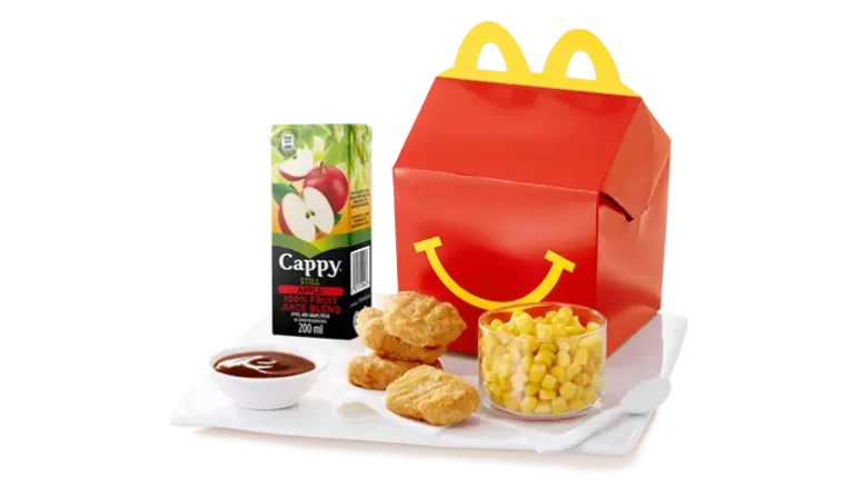 McDonalds 4 Piece Chicken McNuggets Happy Meal with Corn