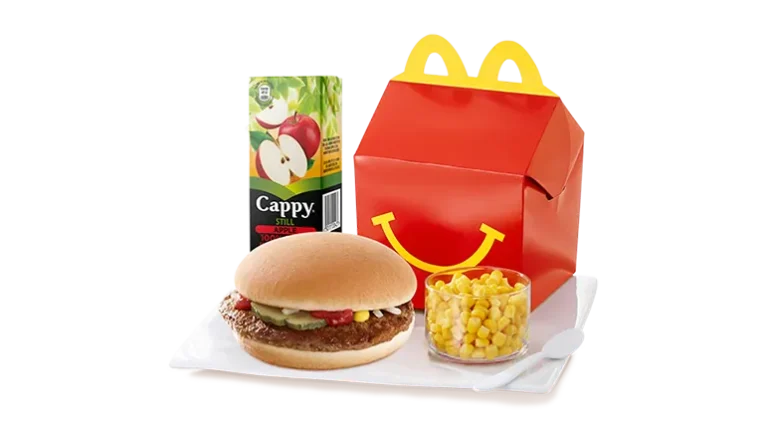 McDonalds Hamburger Happy Meal with Corn