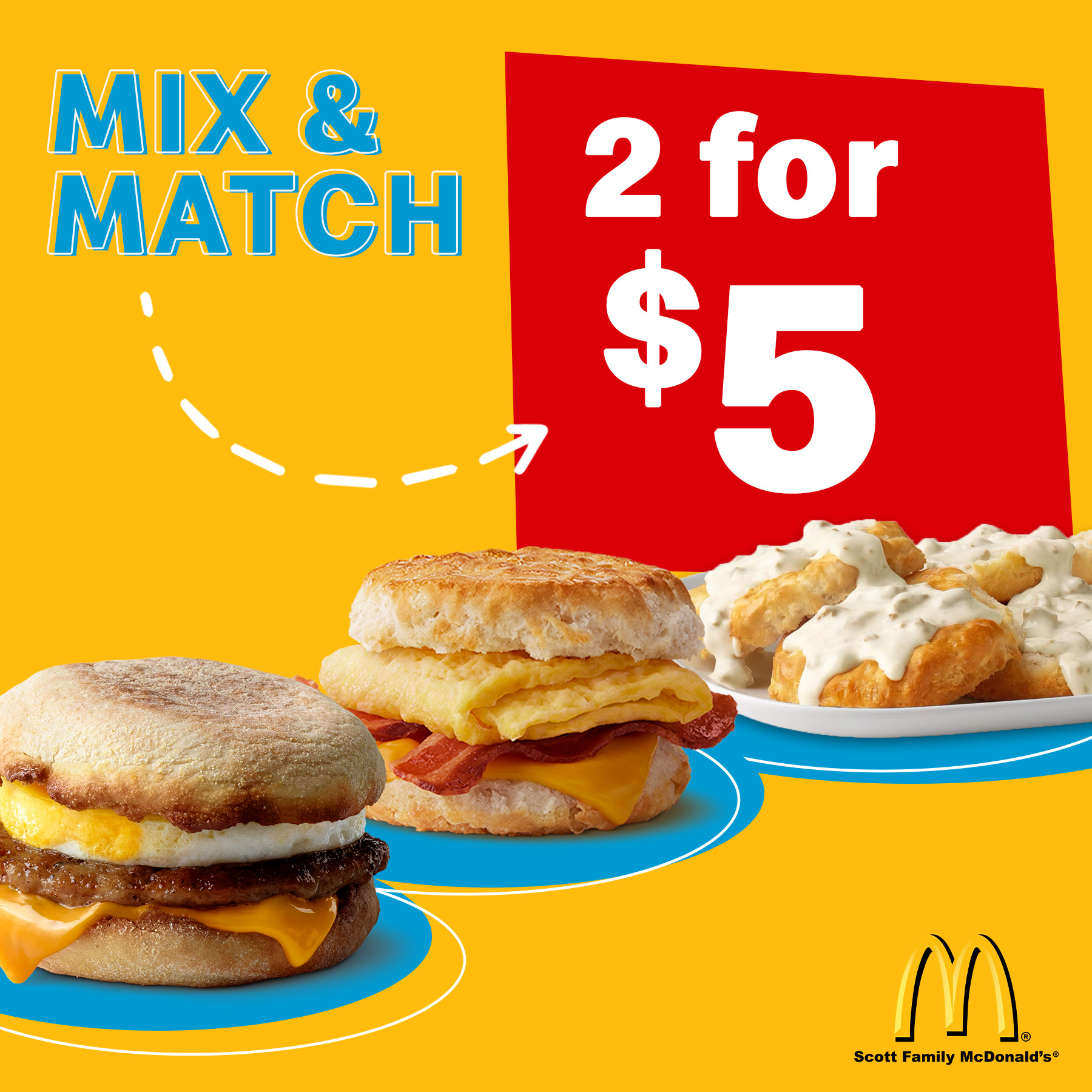 Mix and match two breakfast sandwiches